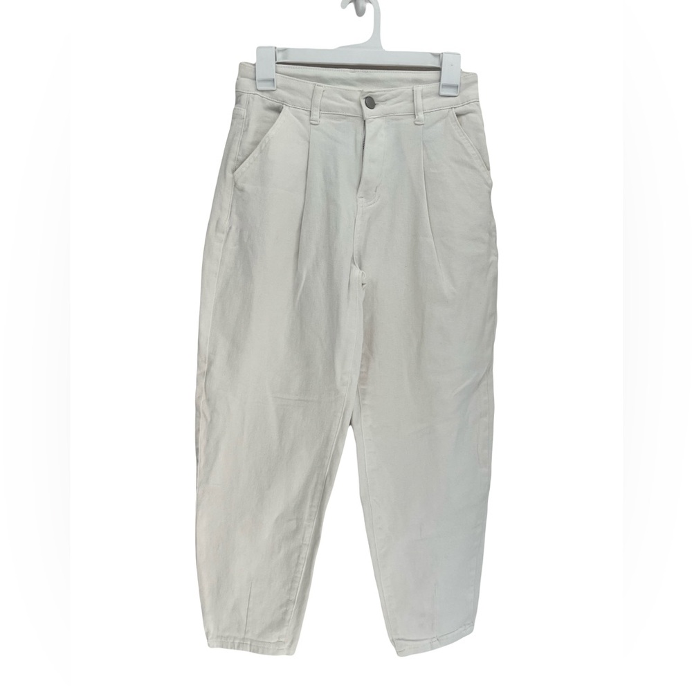 Amazon Barrel Leg Women's White Cropped Jeans Pants Size 4
